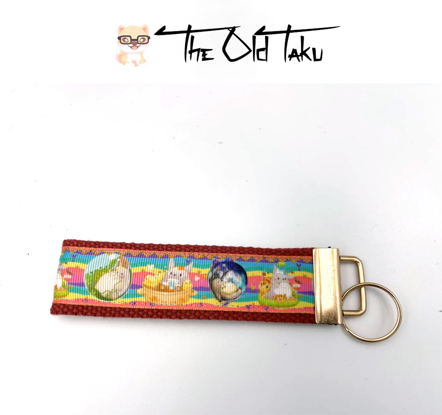 Ghibli - 1.25" Totoro Rainbow Stripe Keychain