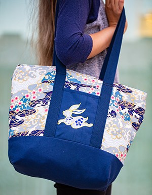 Blue Asian Rabbit Tote