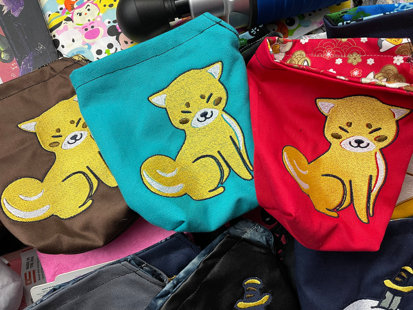 Smiling Shiba Inu Embroidered Bag - Small