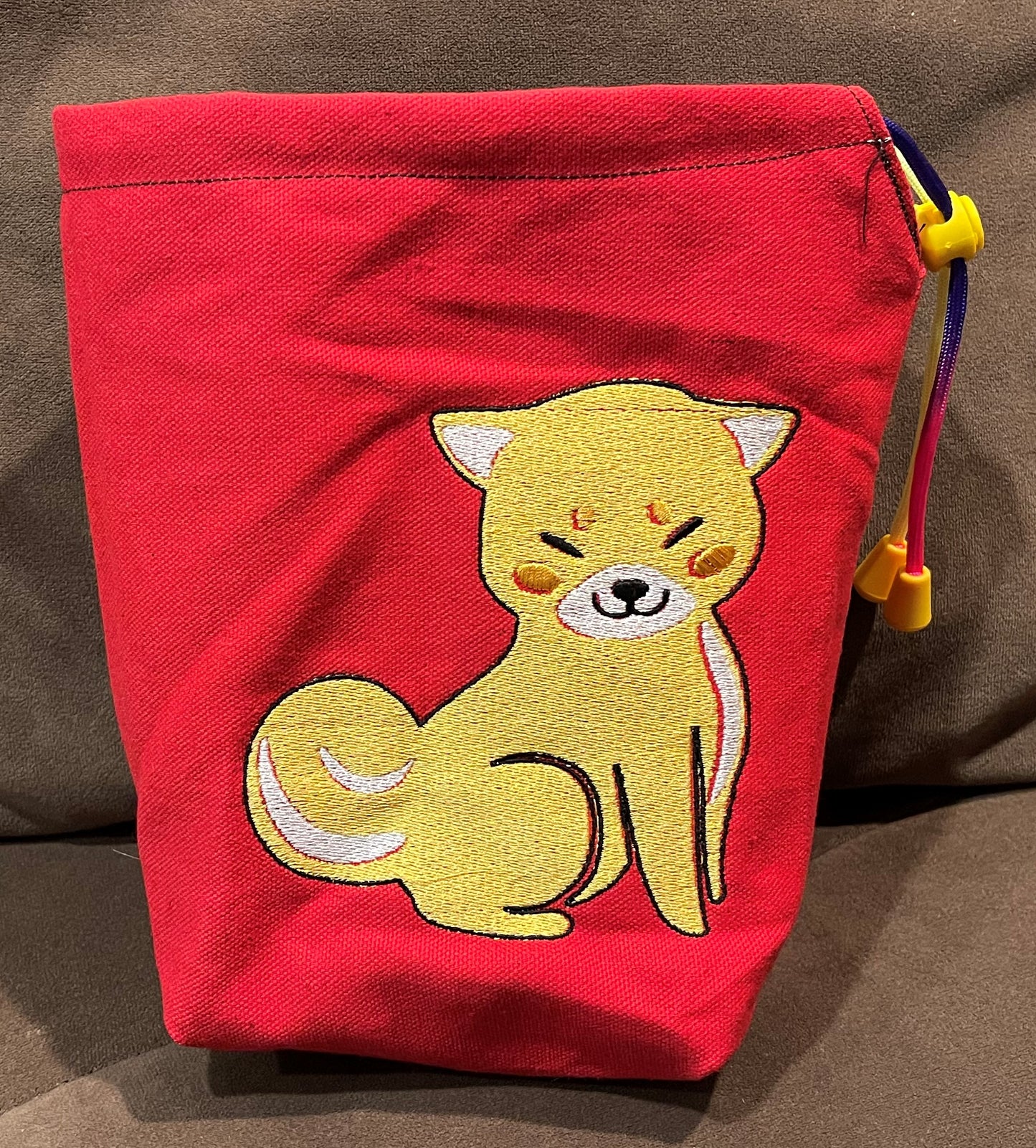 Smiling Shiba -  Embroidered Bag-Large