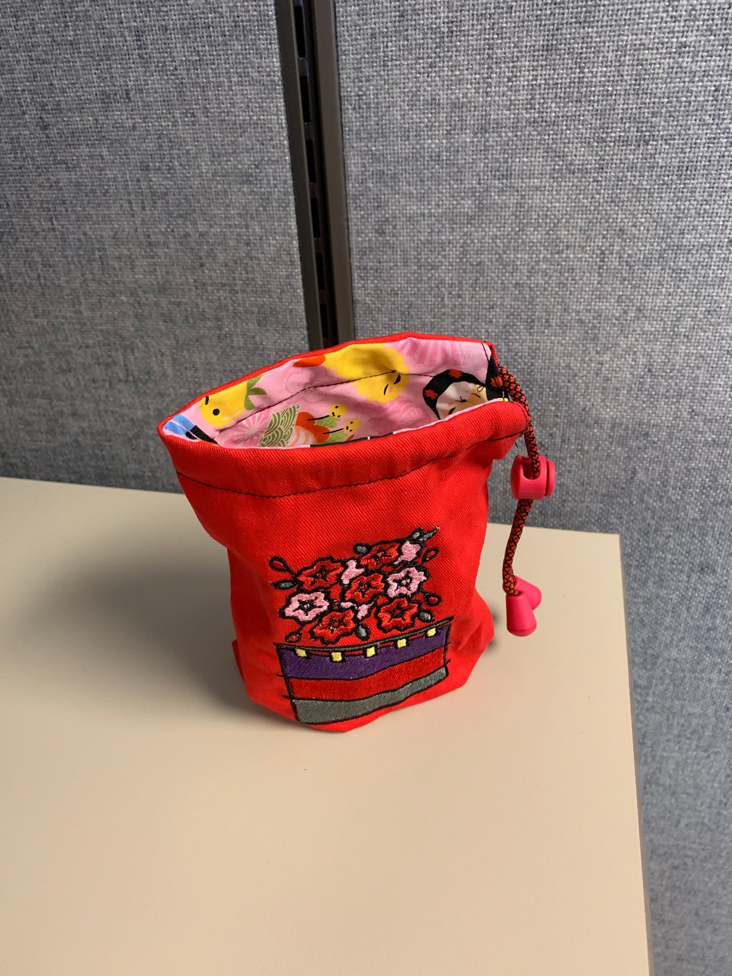 Sakura Hanafuda Embroidered Bag - Small