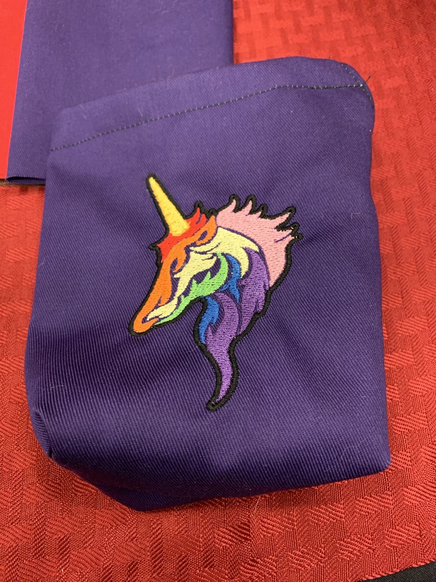 Rainbow Unicorn Art- Embroidered Bag-Large