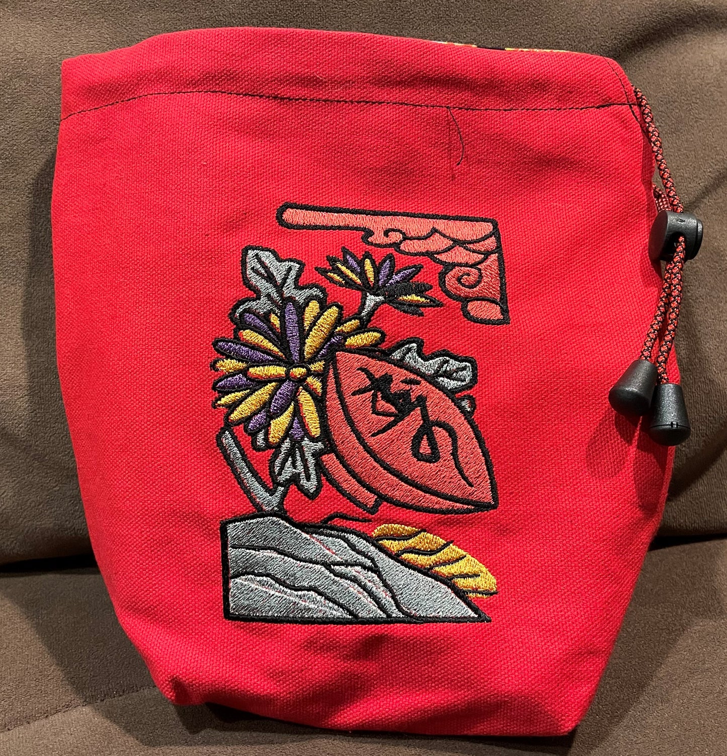 Hanafuda - Sake Cup Embroidered Bag-Large