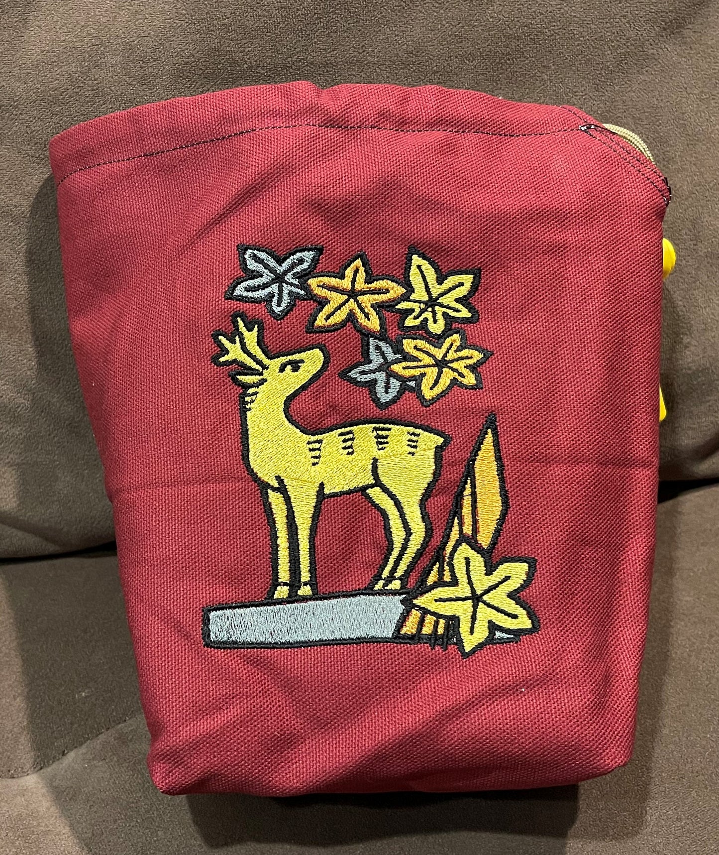 Hanafuda - Deer Embroidered Bag-Large