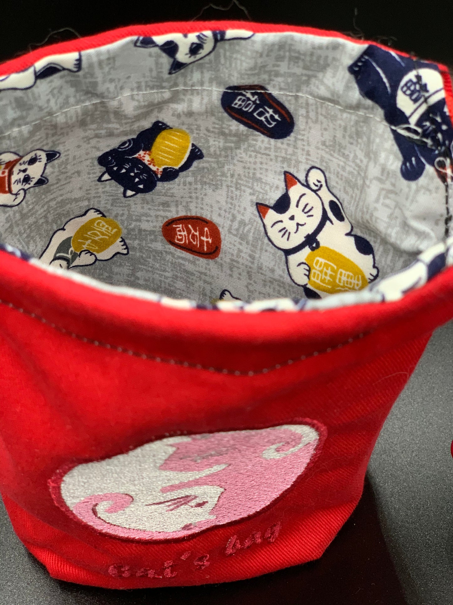 Yin Yang Kitty Art Embroidered Bag - Small
