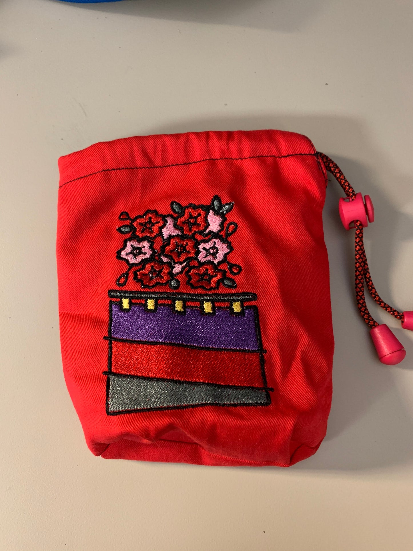 Sakura Hanafuda Embroidered Bag - Small